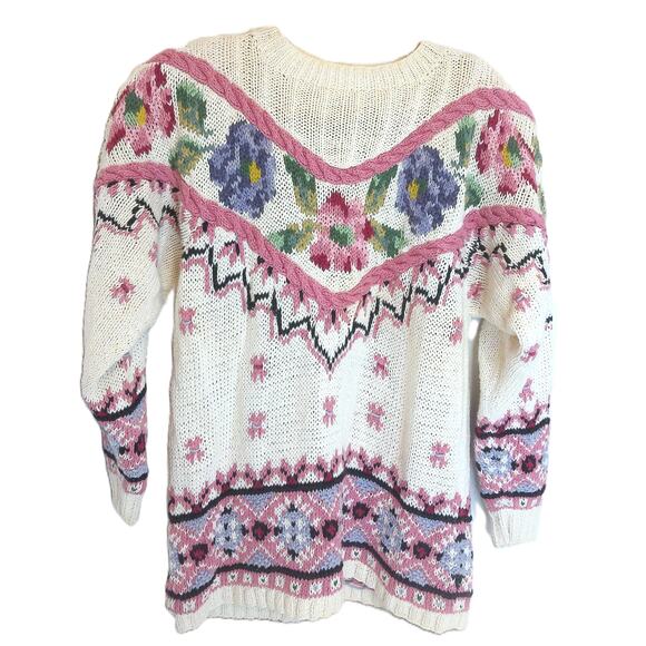 Vintage Jennifer Reed Knitted By Hand Multicolor All Over Sweater Size Medium - Picture 1 of 8